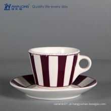 A granel barata de café de cerâmica copo feito sob encomenda chá xícara de chá de porcelana durável e Sausers